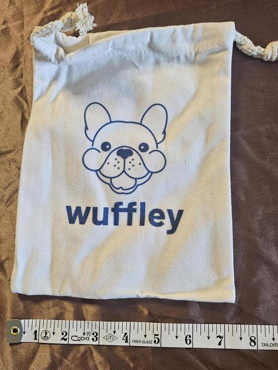 Other - Wuffley Drawstring Canvas Pouch White with Navy Dog Logo
